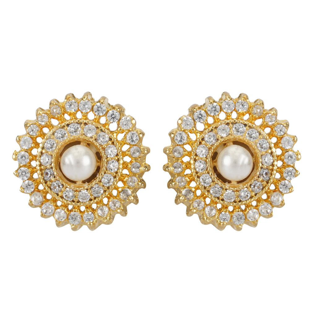 22k Diamond pearl drop earrings | Raj Jewels